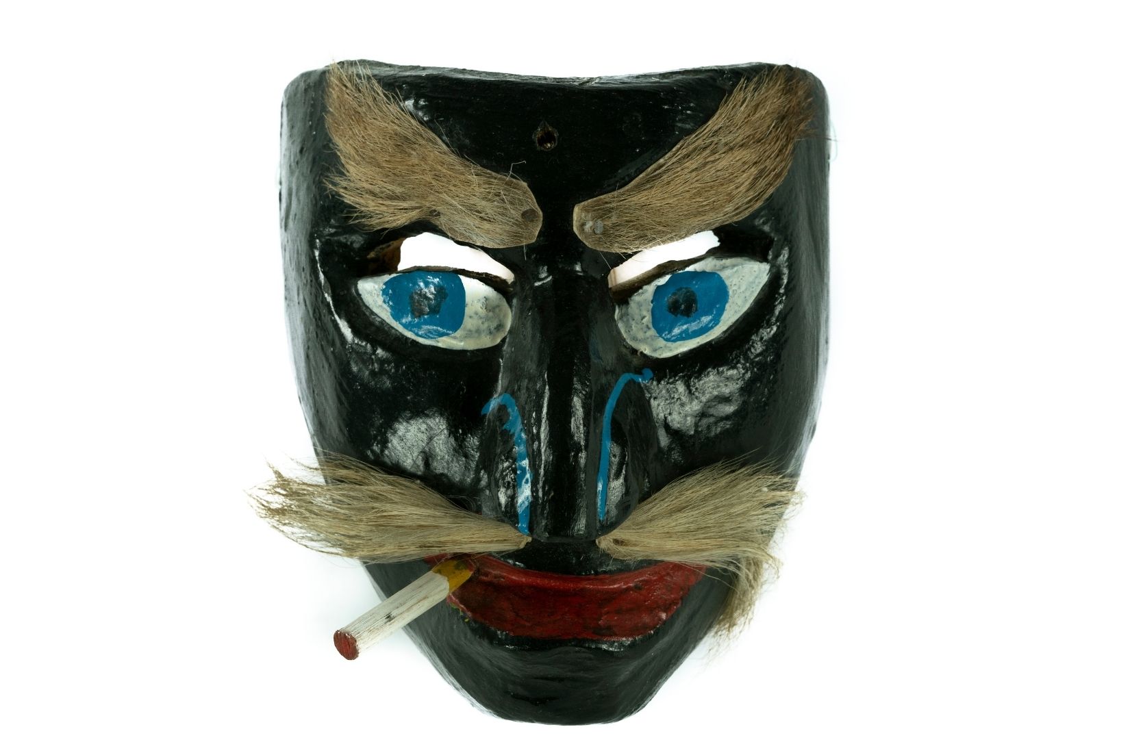 Máscara en madera tallada y policromada. Artesano y procedencia desconocidos. Col. Amparo Espinosa Rugarcía donada a AmigosMAP. (Foto: EKV).