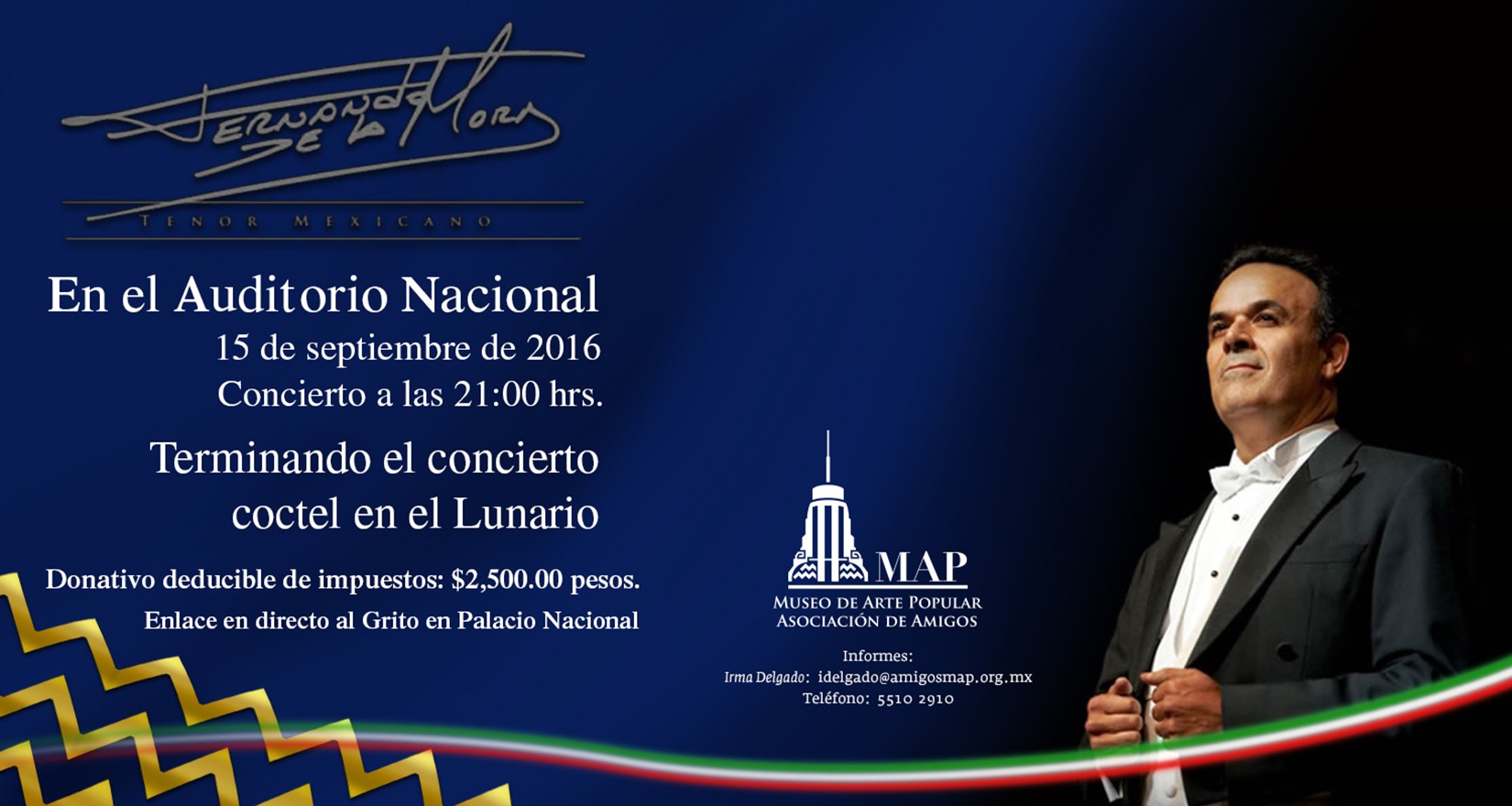 Invitación para concierto de Fernando de la Mora en el Lunario, a beneficio de la Asociación de AmigosMAP. (Foto: AmigosMAP).