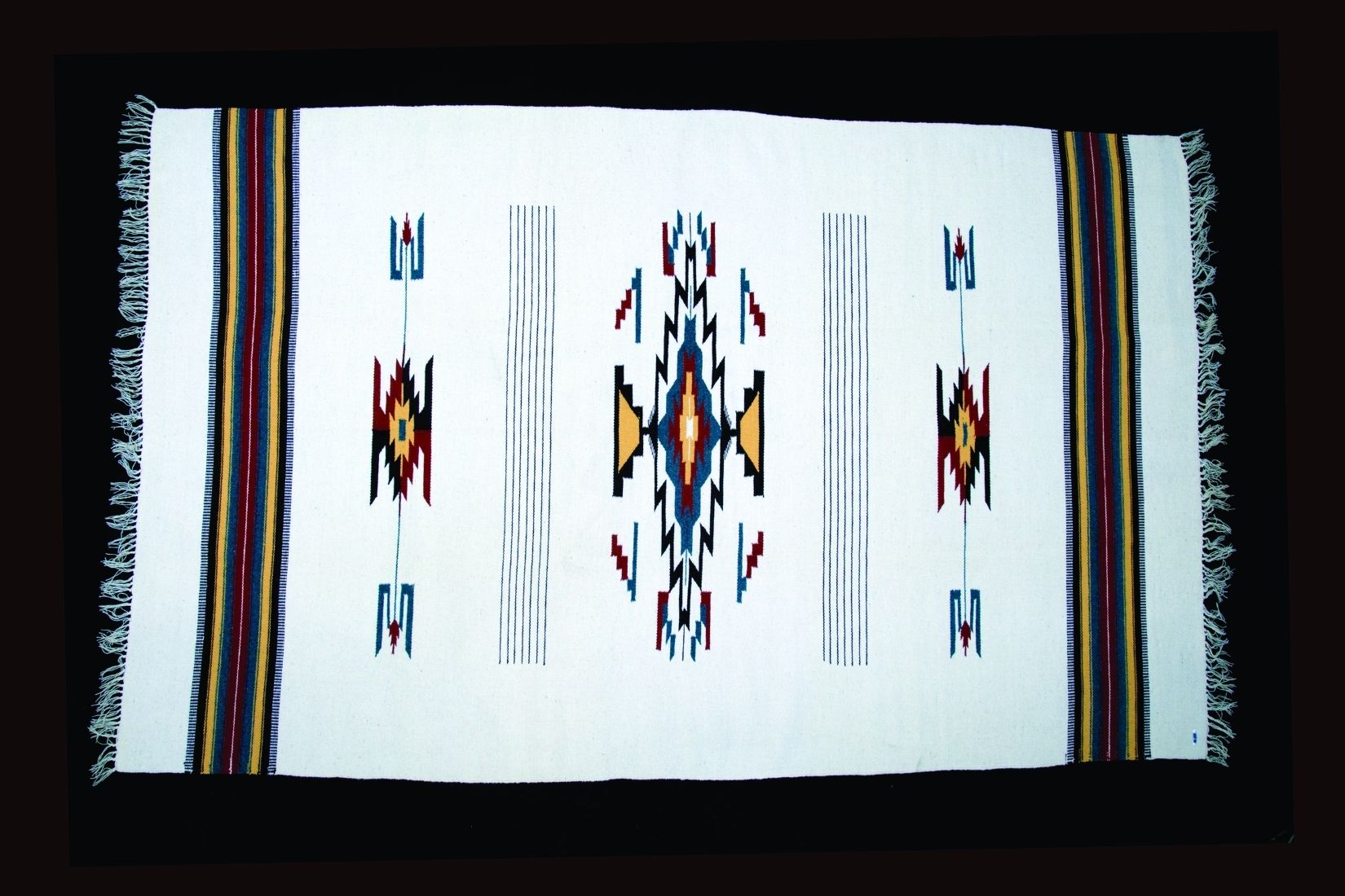 12. Pagina 080-1 Detalle de Sarape, Río Grande Chimayo 1910 tapiceria urdimbre algodon trama lana Museo del sarape y trajes mexicanos