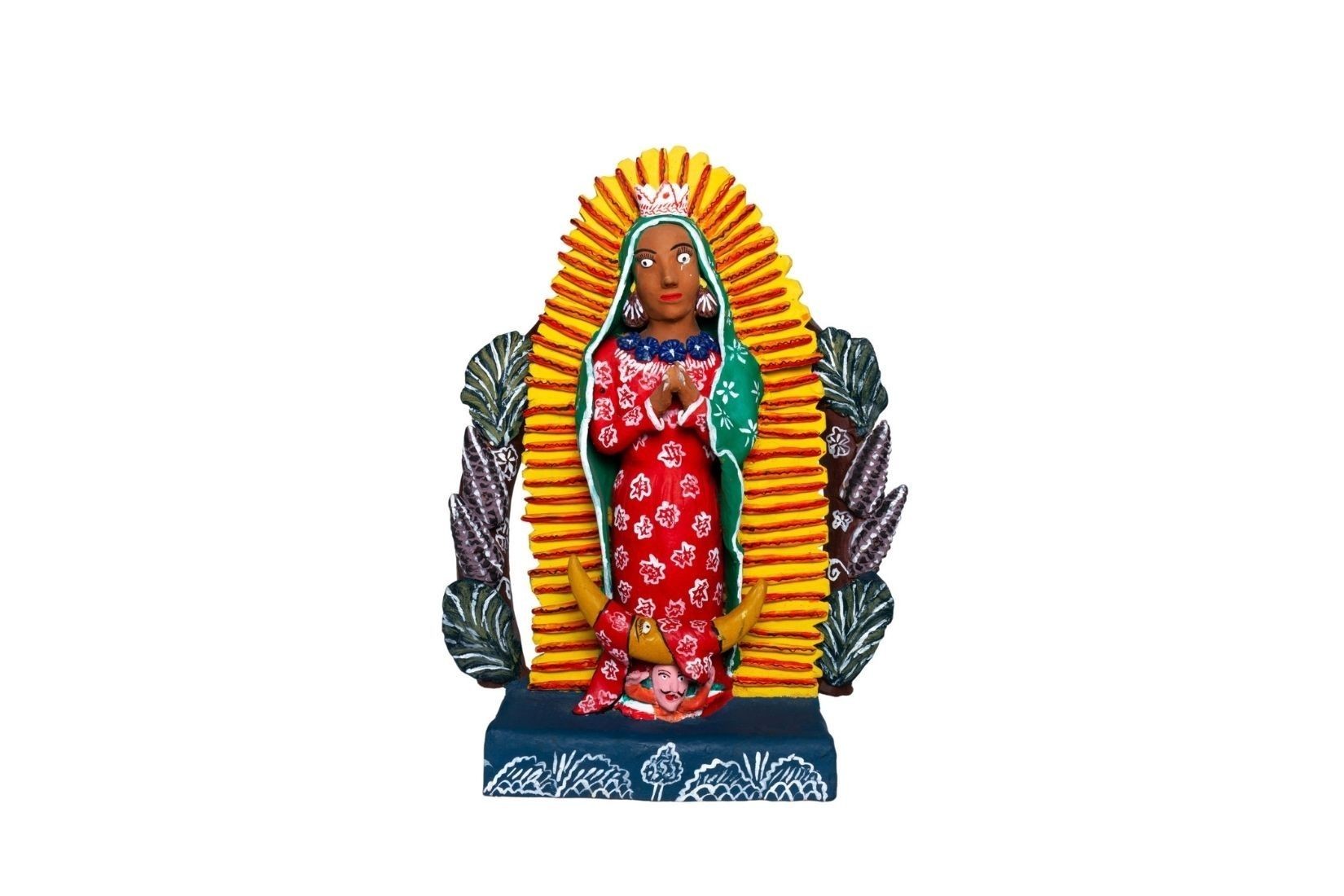 Virgen de Guadalupe en barro modelado y policromado. Artesano desconocido. Ocumicho, Mich. Donante Mercedes Iturbe. Col. AmigosMAP. (Foto: EKV).