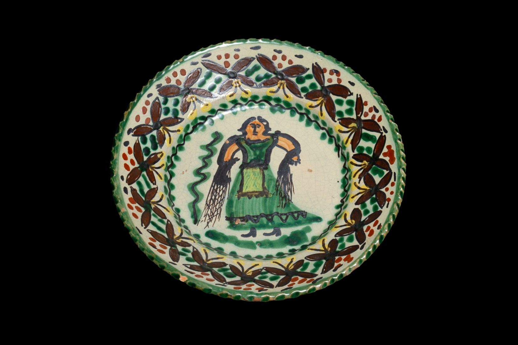 Plato de cerámica mayólica. Artesano y procedencia desconocidos. Col. Marie Thérèse Hermand de Arango. (Foto: EKV).
