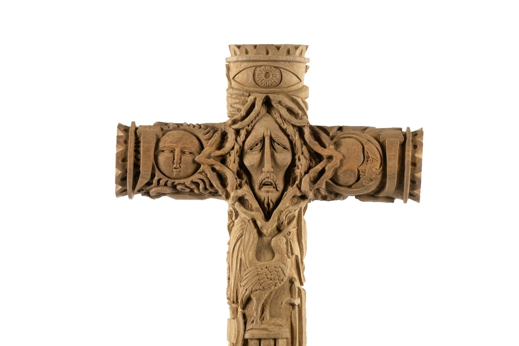 Cruz de la Pasión, madera tallada. Artesano Salvador Camacho. Apaseo el Alto,  Gto. Col. Part. (Foto: EKV).