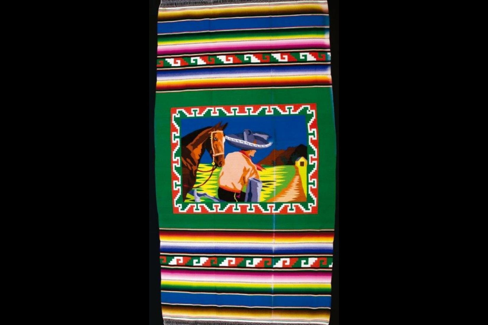 6. Pagina 107-3 Sarape de saltillo motivo antropomorfo Zacatecas 1920 tapiceria urdimbre algodon trama lana