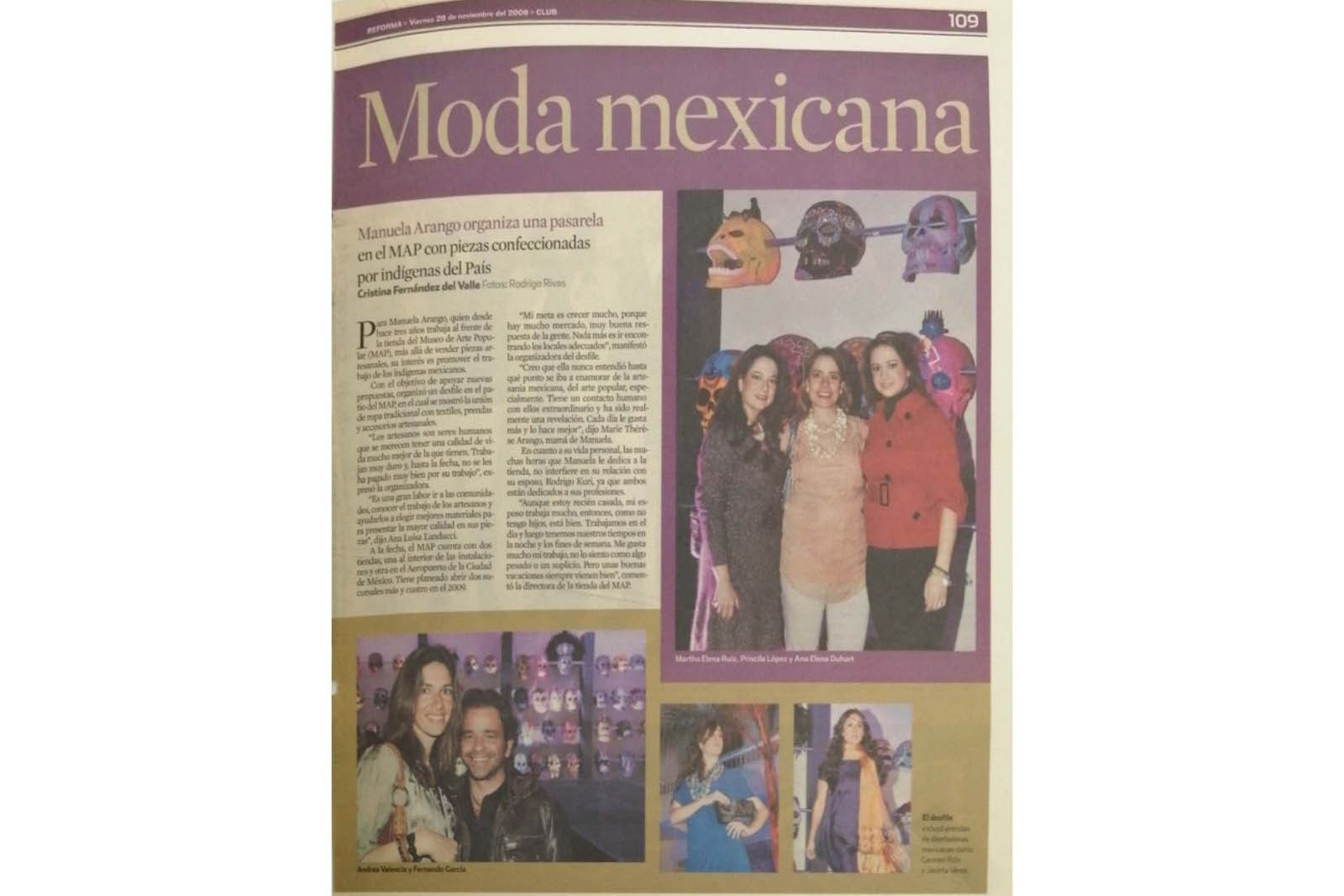Artículo de Club sobre el desfile Moda, Mezcal y Arte Popular organizado por la Tienda del MAP. (Fotos: Club Reforma).