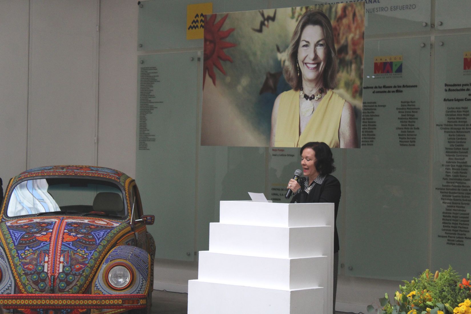 Cecilia Moctezuma, Presidenta de la Asociación de AmigosMAP, en el homenaje a Marie Thérèse Hermand de Arango. (Foto: MAP/ Yanine Urbano).