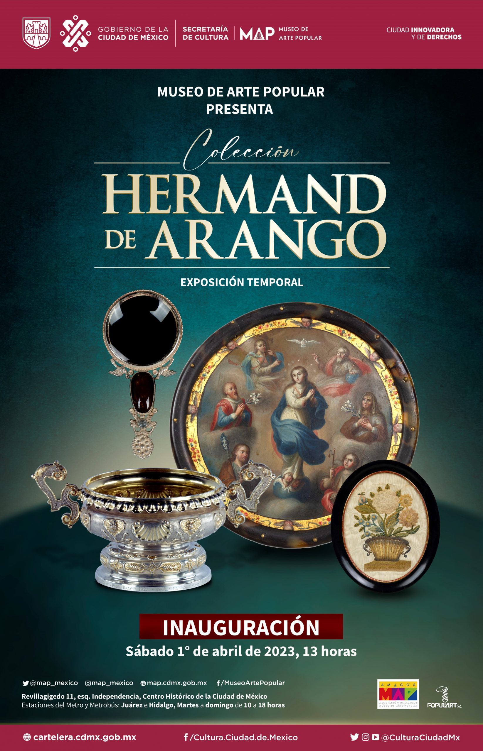 Flyer de inauguración de la Exposición Colección Hermand de Arango.