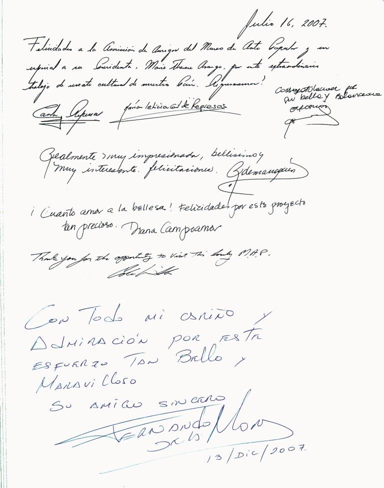 Firmas del libro de AmigosMAP. 2007. (Foto: AmigosMAP).