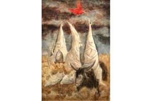 21.- Leonora Carrington (1917-2011), Three Nornir (Las tres Nornas). Óleo sobre lienzo, 1998. Colección particular. 