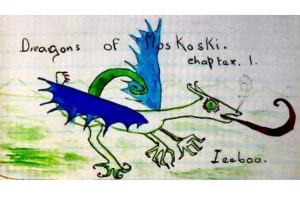 1.- Leonora Carrington (1917-2011), <em>Iceboo, Animales de diferente planeta</em>, hacia 1927. Lápiz con retoques sobre papel. Colección particular. Mucha imaginación, respaldada por un conocimiento científico precoz.